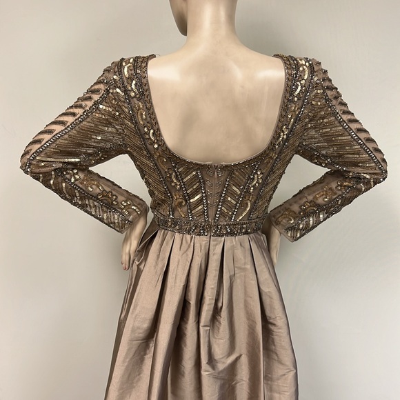 Aidan Mattox beaded long sleeves pleated with pockets long gown - Picture 8 of 8